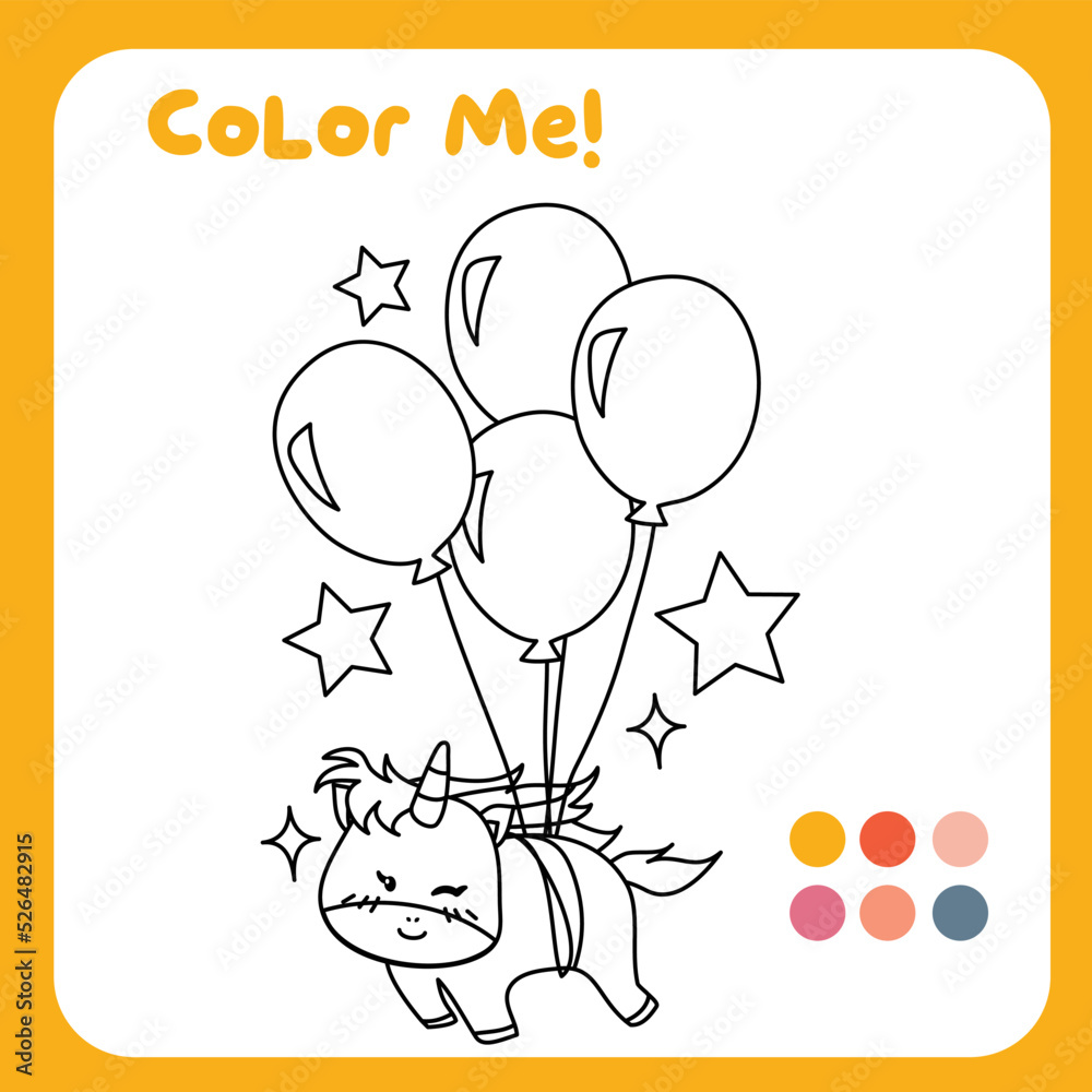 Coloring unicorn worksheet for children educational printable