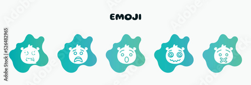 emoji filled icons set. flat icons such as scared emoji, hushed emoji, hypnotized muted stupid icon collection. can be used web and mobile.