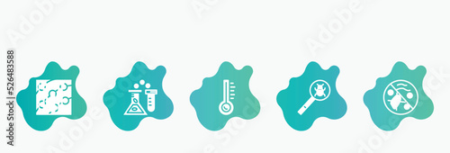 filled icons set. flat icons such as medical laboratory, temperature, virus search, antibacterial, dermatitis icon collection. can be used web and mobile.