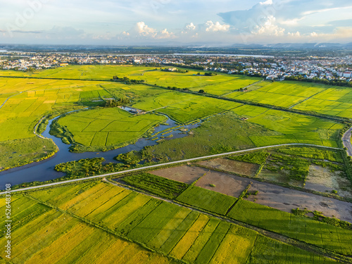 Aerial of Tra Que vegetable village of Hoi An ancient town which is a very famous destination.