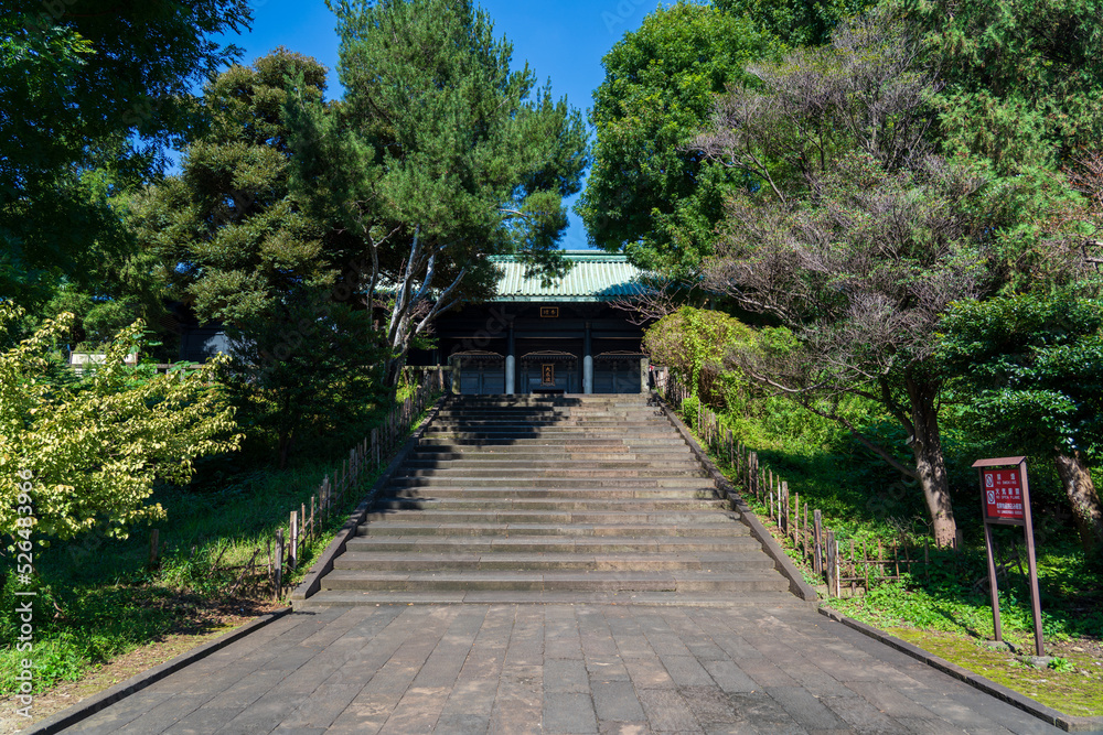 Stairs to Taiseiden or Main Hall of the Yushima Seido in Tokyo, Japan.