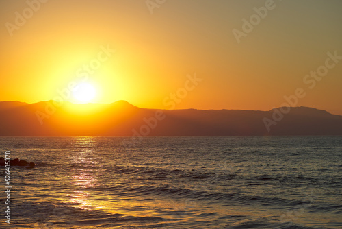 Beautiful sea and waves at sunset time