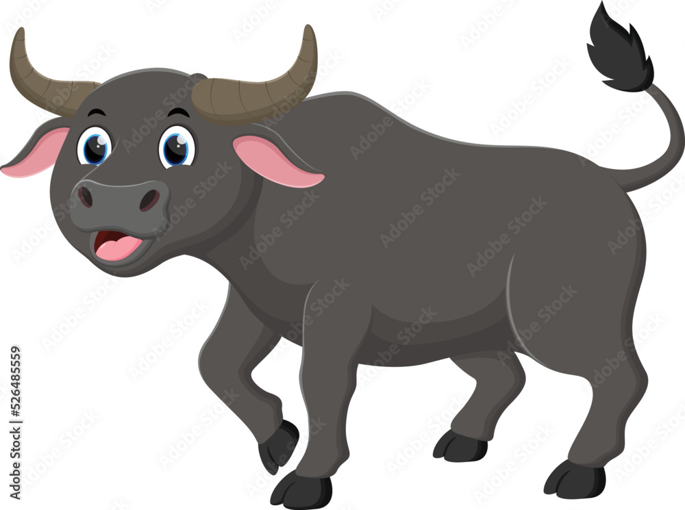Cute Buffalo cartoon isolated on white background Cute Buffalo cartoon isolated on white background