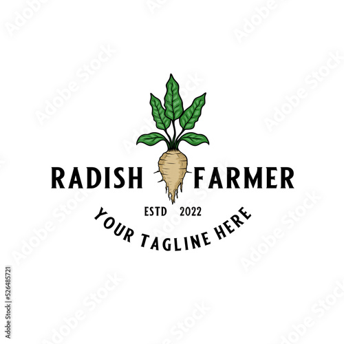 Radish vector logo design illustration. farm Radish concept, for healthy food & farmer's market. photo