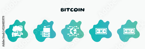 bitcoin filled icons set. flat icons such as copy hine, connector, kip, balboa, cloud mining icon collection. can be used web and mobile.