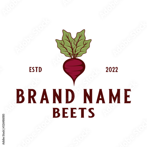Beet vector logo design illustration. farm beet concept, for healthy food and farmer's market.