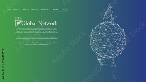 Scientific and technological sphere. Connection to the global network. Protection of cloud data. Abstract blue vector background. The concept of big data, digital technologies. EPS 10.