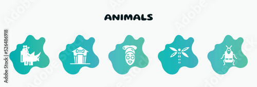 Canvas Print animals filled icons set