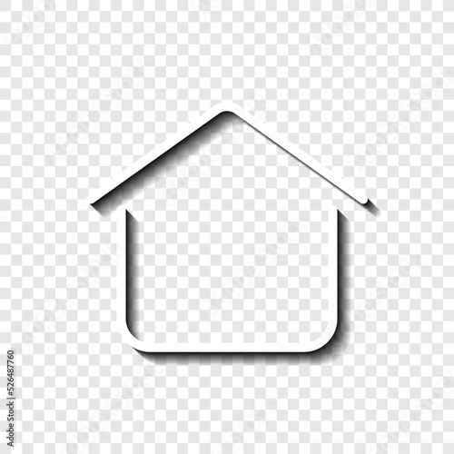 House. home simple icon vector. Flat design. White with shadow on transparent grid.ai