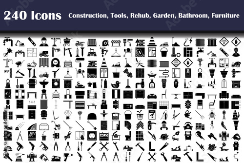 240 Icons Of Construction, Tools, Rehub, Garden, Bathroom, Furniture