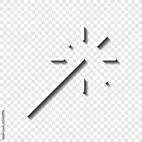 Sparkler, bengal fire simple icon vector. Flat design. White with shadow on transparent grid.ai