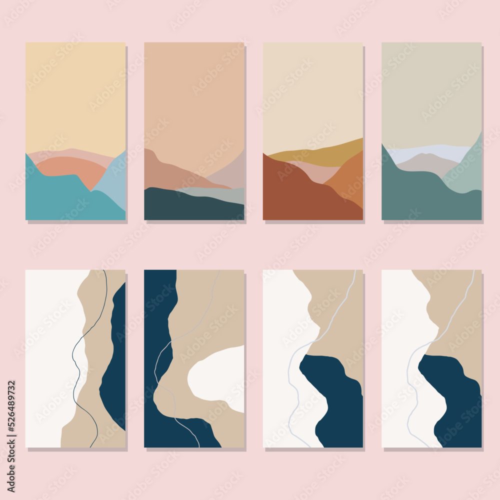 Beautiful pastel social media banner template with minimal abstract organic shapes composition in trendy contemporary collage style simple plat vector design