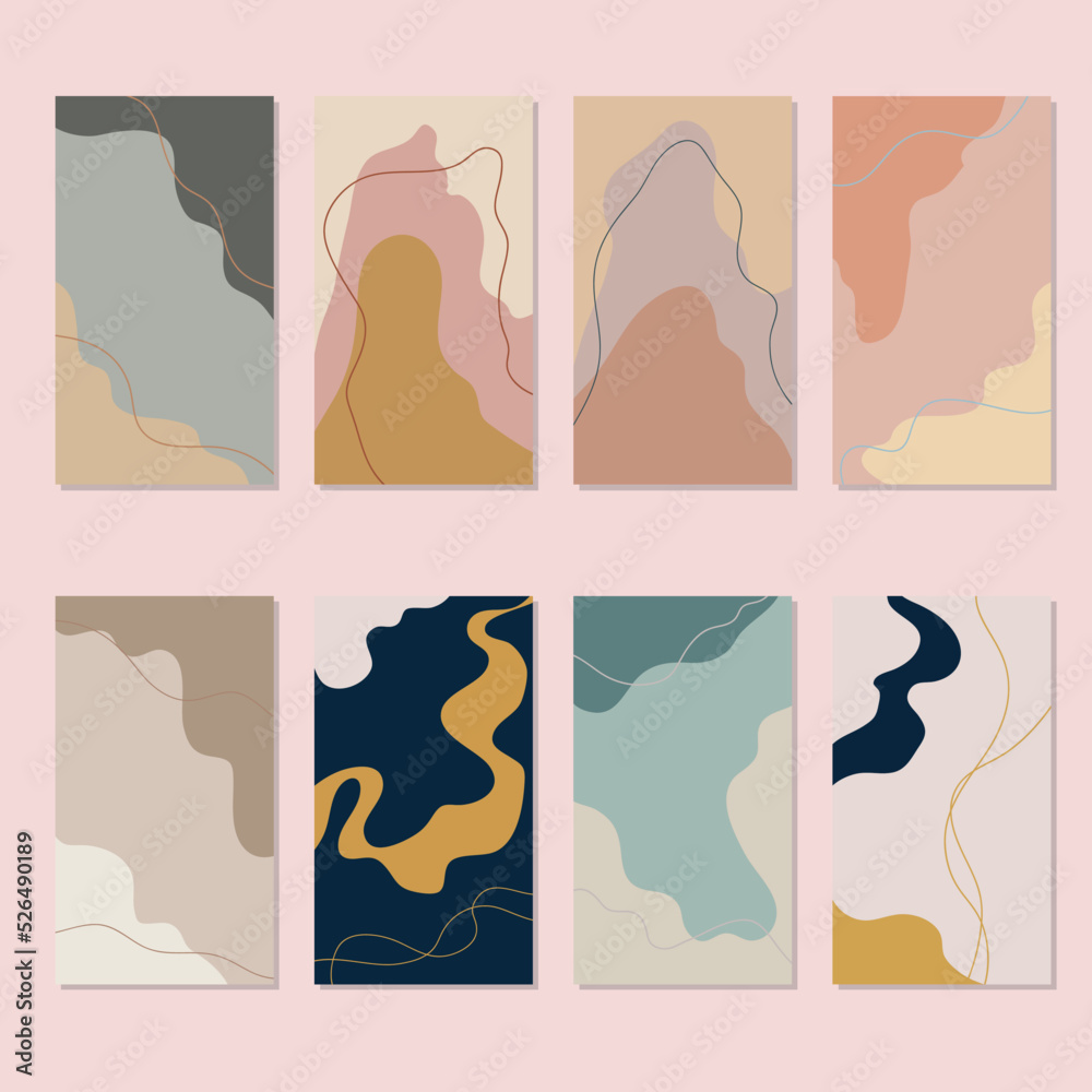 Beautiful pastel social media banner template with minimal abstract organic shapes composition in trendy contemporary collage style simple plat vector design