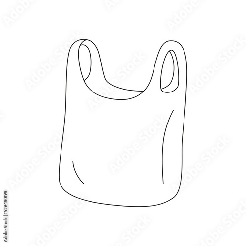 Black and white plastic bag, insulated on white.