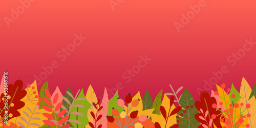 Autumn background. Fall season banner with leaves. Abstract floral poster design. Sale, thanksgiving layout template. Vector illustration.