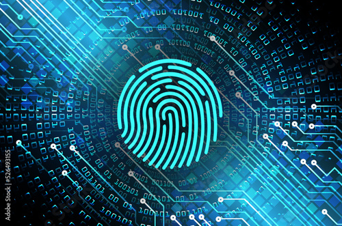 Finger print network cyber security background. hand