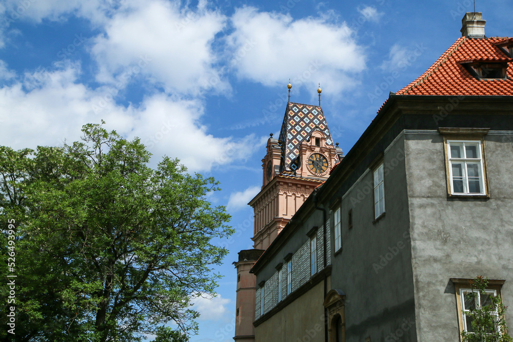 The detail of the castle in Brandýs nad Labem in Czech Republic. One of the sights of the city. 