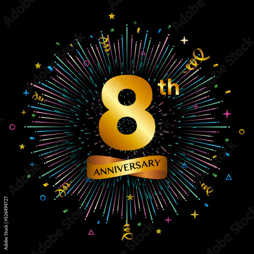 8th anniversary celebration logotype. Golden anniversary celebration template design, Vector illustrations.