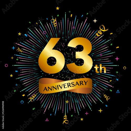 63th anniversary celebration logotype. Golden anniversary celebration template design  Vector illustrations.