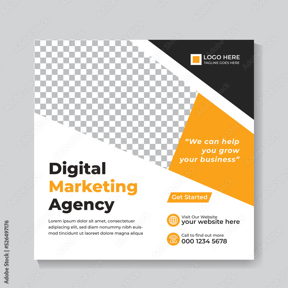 Digital business marketing banner for square social media post template Digital business marketing banner for square social media post template