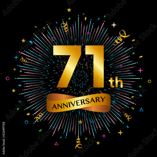 71th anniversary celebration logotype. Golden anniversary celebration template design, Vector illustrations. photo