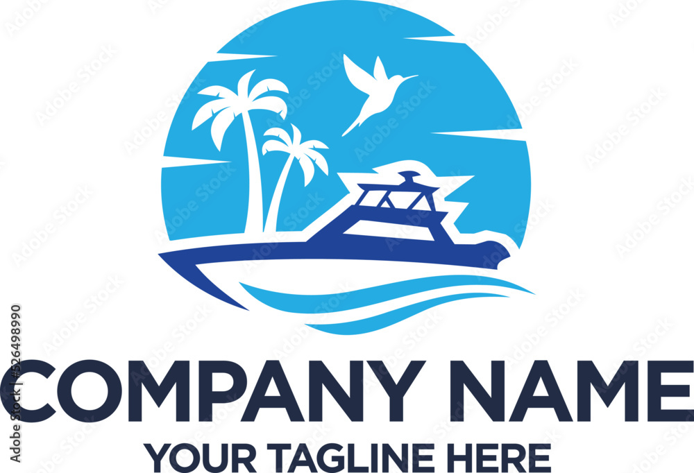 Boat travel logo design vector