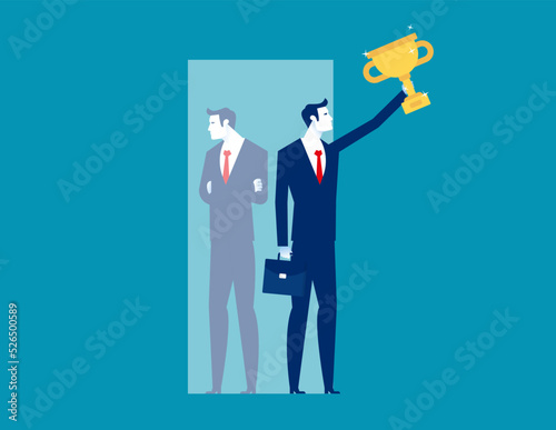 Person anxiety and self confidence. Imposter syndrome vector illustration