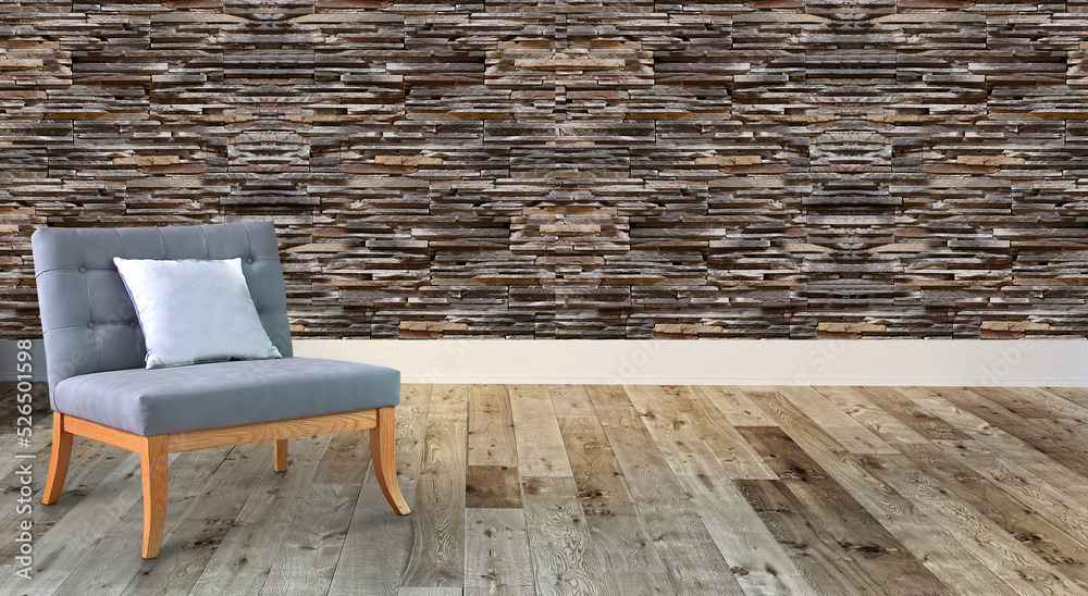 empty room and gray armchair interior design. 3D illustration empty room and gray armchair interior design. 3D illustration