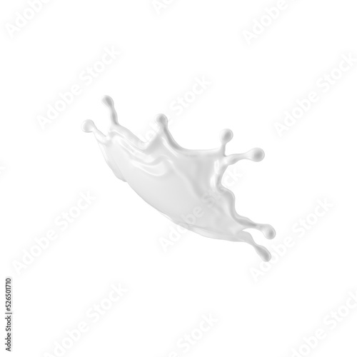 3d render, milk splash isolated on transparent background. White paint splashing. Cosmetics moisturizing lotion.