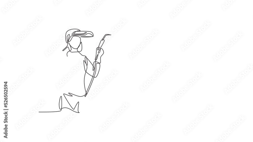 Animated self drawing of continuous line draw young attractive female ...