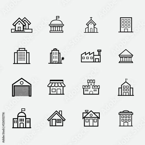 Building icons, house icons vector.