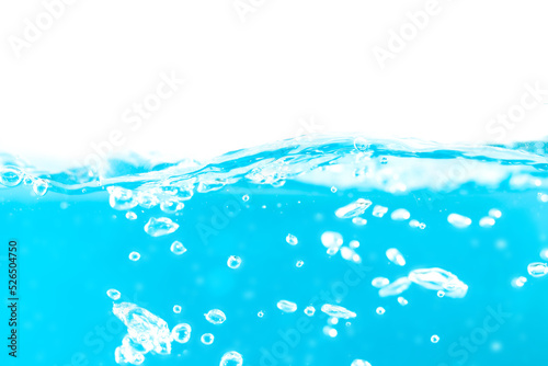 Water surface side view with bubbles and waves in the isolated background. 