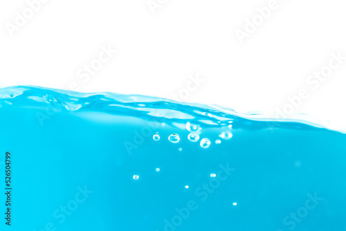 Water surface side view with bubbles and waves in the isolated background. 