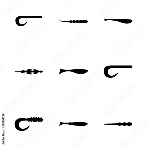 Artificial fishing lures made of silicone, vector illustration. photo
