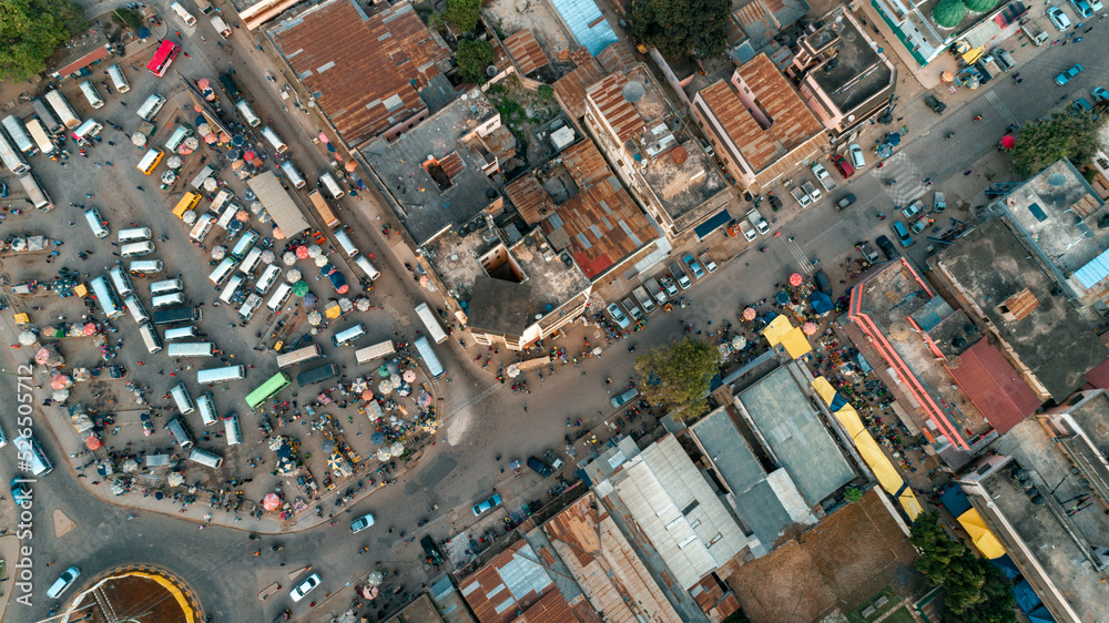 Aerial view of the Morogoro town in  Tanzania - obrazy, fototapety, plakaty 