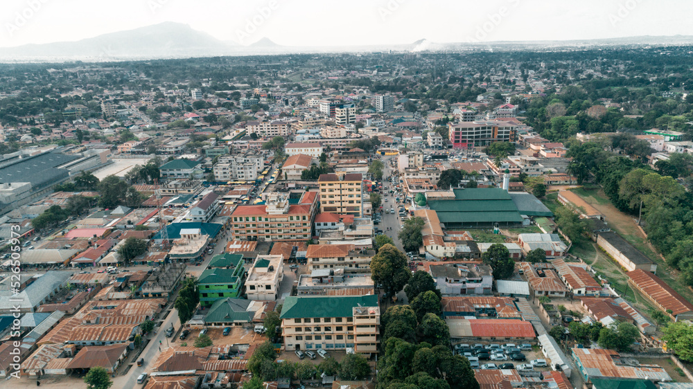 Aerial view of the Morogoro town in  Tanzania