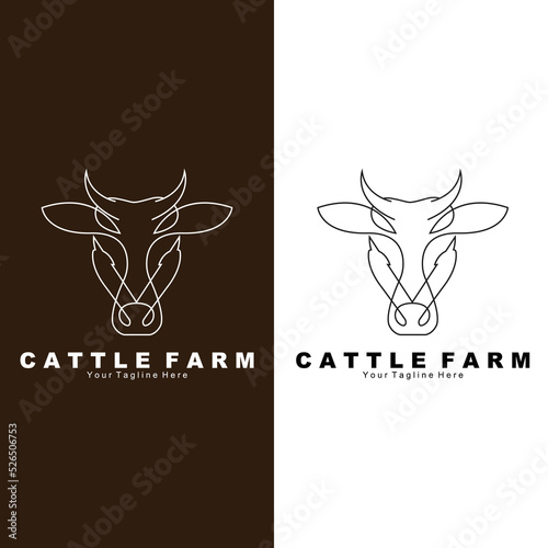cow animal logo, cattle farm, dairy farm animal illustration design