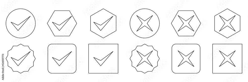 Check and wrong marks Icon Set, Tick and cross marks, Accepted,Rejected ...