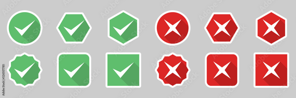 Check and wrong marks Icon Set, Tick and cross marks, Accepted,Rejected, Approved,Disapproved, Yes,No, Right,Wrong, Green,Red, Correct,False, Ok,Not Ok - vector mark symbols. White stroke design. Check and wrong marks Icon Set, Tick and cross marks, Accepted,Rejected, Approved,Disapproved, Yes,No, Right,Wrong, Green,Red, Correct,False, Ok,Not Ok - vector mark symbols. White stroke design.