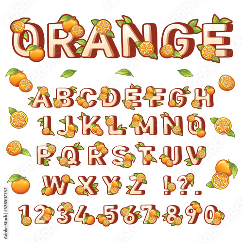 Orange alphabet illustration  These letters allow you to create any word you want  good for design on T-shirts  mugs  canvas bags  stickers  branding  packaging  magazines and more.