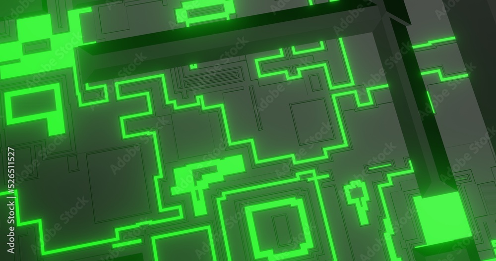 abstract background using geometric texture patterns and bright green lines that are identical to the technology sci-fi theme, 3d rendering, and 4K size abstract background using geometric texture patterns and bright green lines that are identical to the technology sci-fi theme, 3d rendering, and 4K size