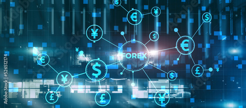 Forex Market Investment Trading Concept on modern city background