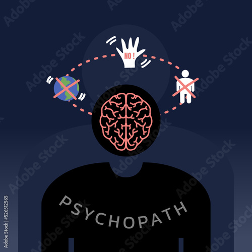 Psychopath ; person having egocentric and antisocial designed by a person influence other things