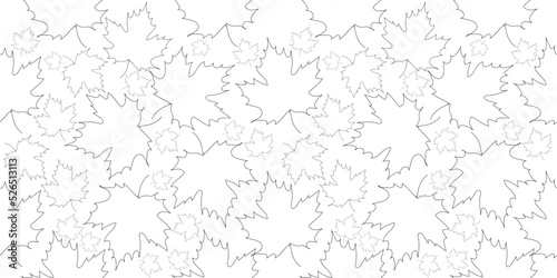 Spotted leaves and black line, One line pattern, autumn seamless template with autumn leaves, berries and in a fashionable style. Background of leaves, and rowanberries for fabric, wallpaper or gift