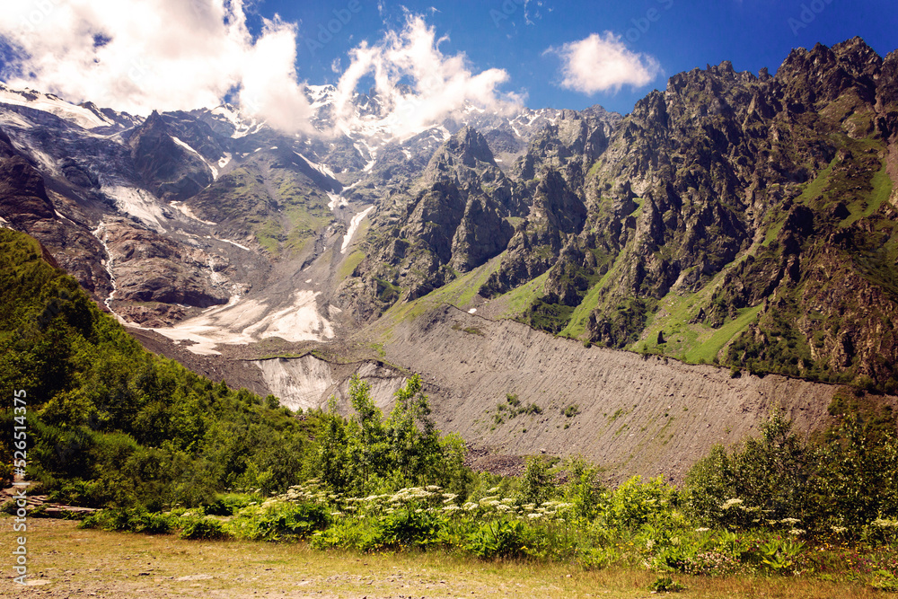 Typical high mountain landscape in the Caucasus.