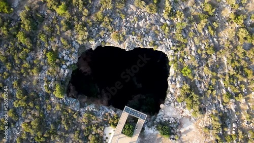 Aerial view of Caves of Heaven and Hell (Chasm of Heaven and Pit of Hell) Mersin, Turkey photo