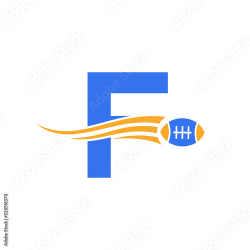 Letter F Rugby, American Football Logo Combine With Rugby Ball Icon For American Soccer Club Vector Symbol