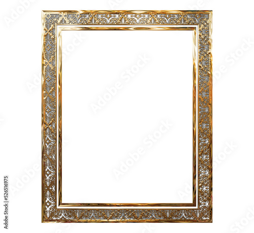 Simple golden frame isolated on black background