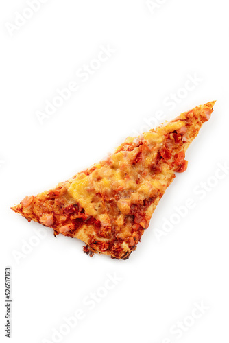 slice of pizza on white background