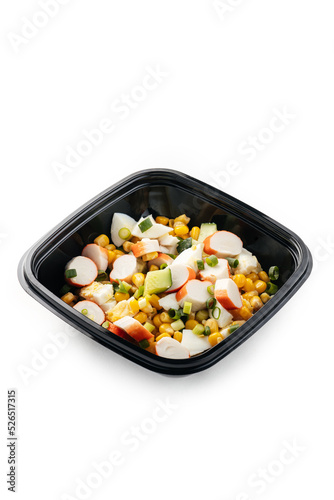 
lettuce in a black container on a white background